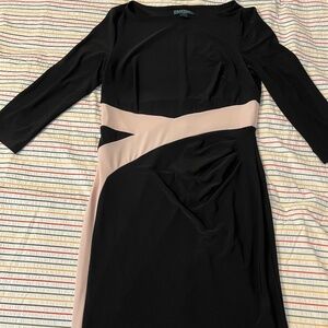 Lauren by Ralph Lauren Women's Dress Size 12, 3/4 Sleeves, Black with Pink